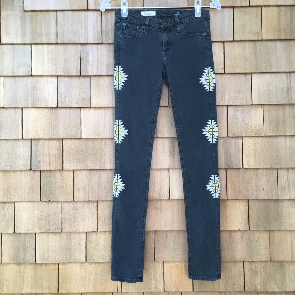 AG Tribal Embroidered Super Skinny Legging Black.